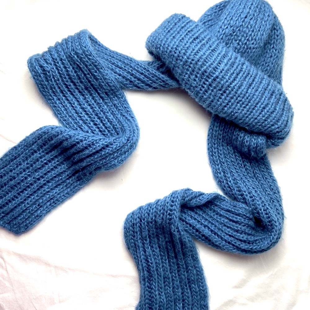 Vintage scarf beanie earmuff combo wooly blend